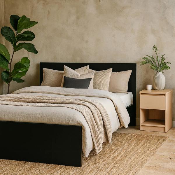 Wyld Haus Budapest 4ft6 Double Black Wooden Bed Frame