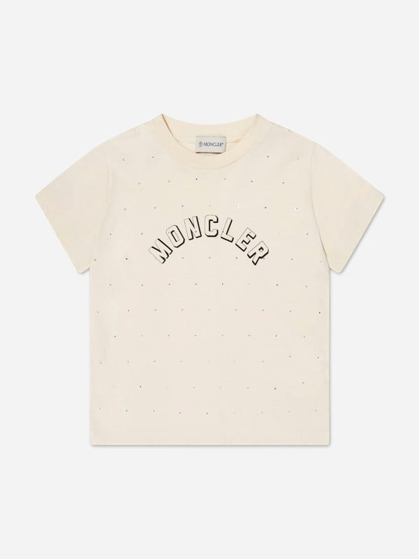 Moncler Enfant Girls Logo T-Shirt in Ivory