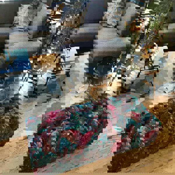 Deep tufted rectangular ottoman handcrafted UK
