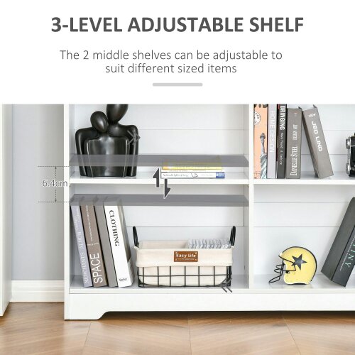 Wyld Haus Sorano Wood White 2 Tier Cube Bookcase With 4 OFauxn Compartments 118 x 29 x 76cm