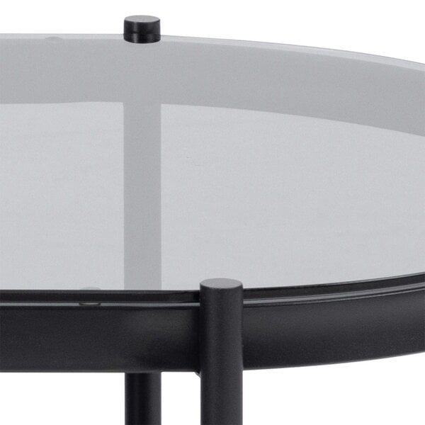 Wyld Haus Featheroak Grey Glass Oval Coffee Table Black Metal Legs