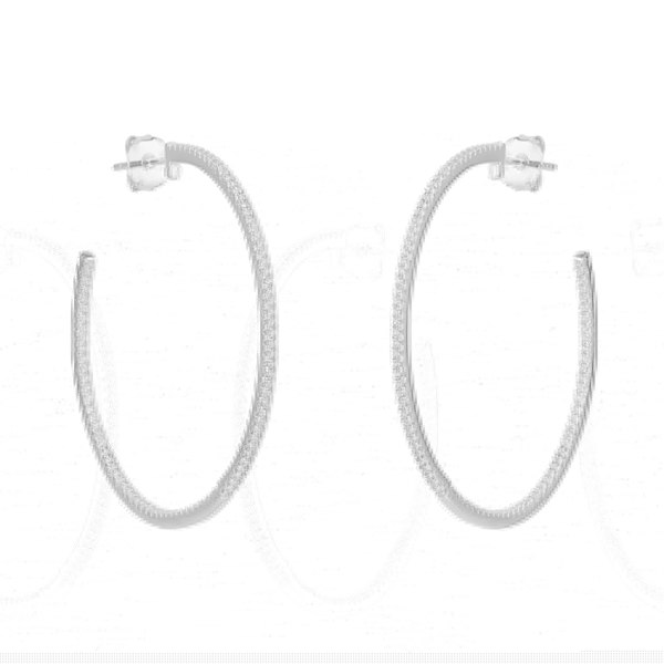 Spero London Sterling Silver Large Stud Hoop Earring With Interior Gemstones