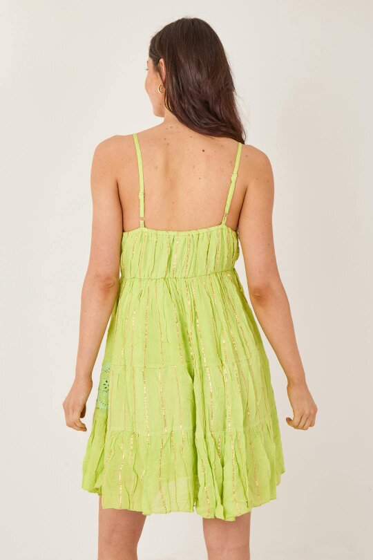 Elaina Fashion Bohemian Lace Detail Mini Dress