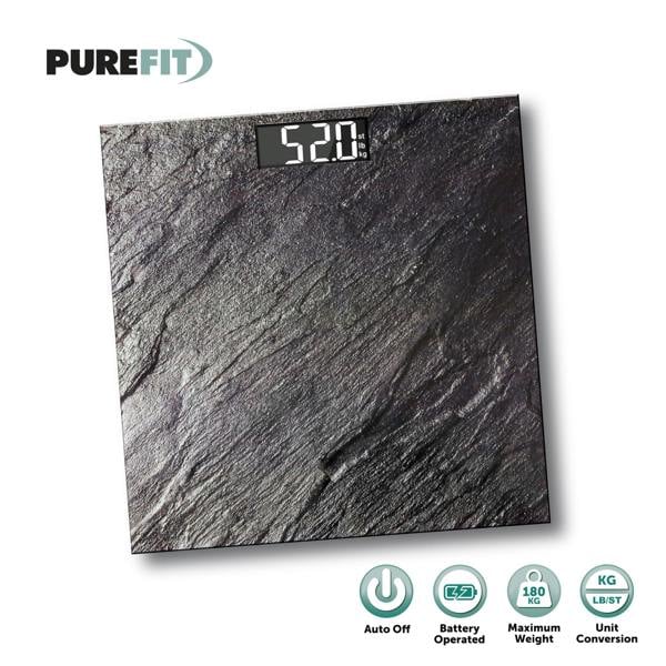 Purefit Digital Bathroom Scale for Measuring Body Weight - Smart Scale with LED Display - Battery Included LB/KG/ST Max Weight 180KG