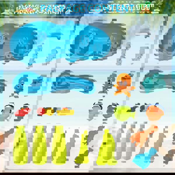 deAO Toys Luxury Beach Water Table for Kids Interactive Sand and Water Playset with Ocean Animal Figures, Waterfalls, and Splashing Fun