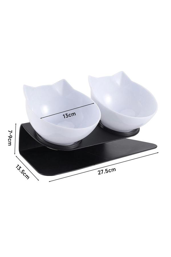 Living and Home 15° Tilted Elevated Feeder with Double Cat Bowls