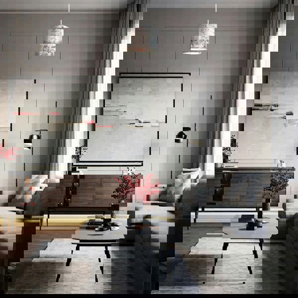 Mountains and Forests Lamp Shade with Floral and Bird Illustrations Image 7