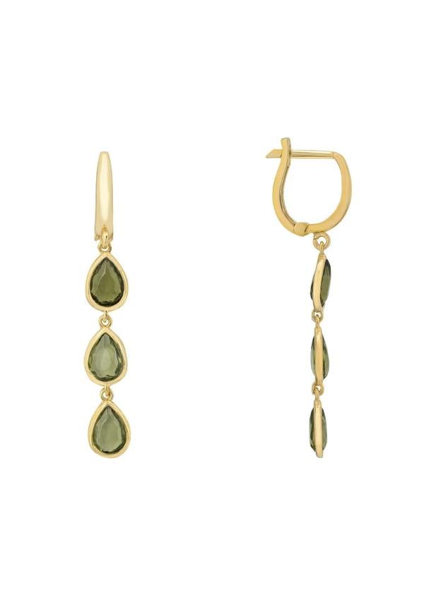 Latelita Sardinia Triple Teardrop Earrings Gold Peridot