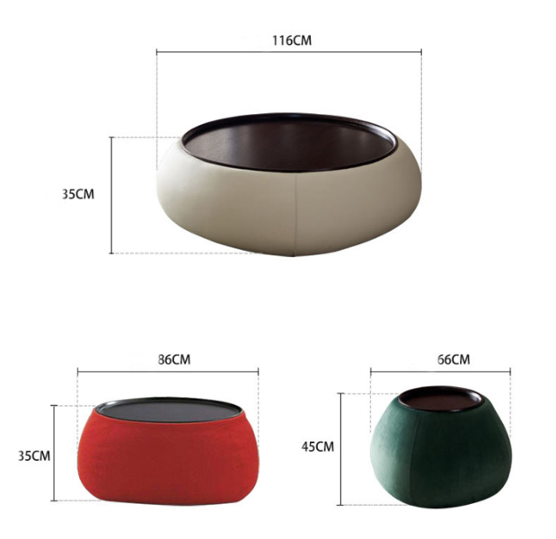 Weilai Concept TG24 Coffee Table Set, Cream & Green