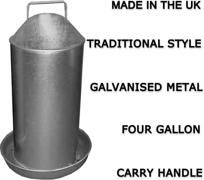 Ketoplastics 4 Gallon Metal Large Automatic Chicken Waterer Hen Coop Drinker Bird Hen Duck