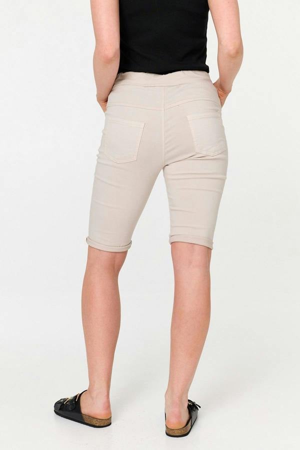 Linen | Tie Front Slim Knee Length Shorts