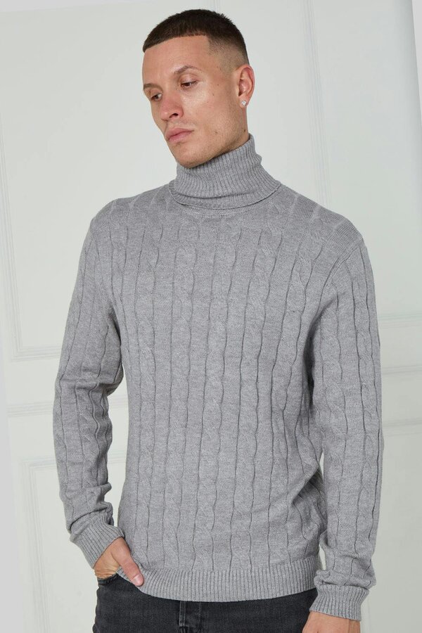 Men’s Cable Knit Turtleneck Jumper