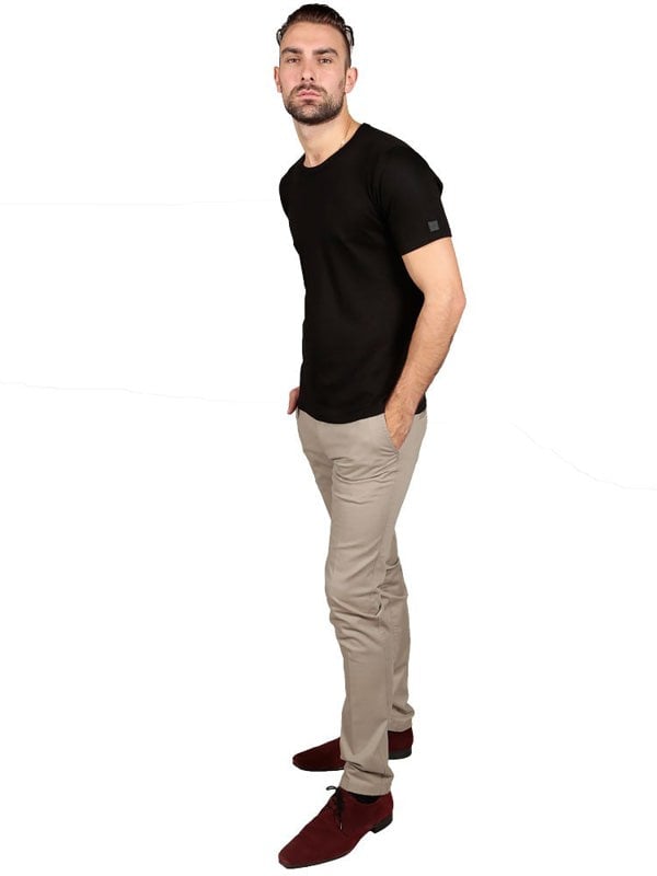 Model wearing Supima Cotton Short Sleeve Crew Neck T-shirt - Black t-shirt