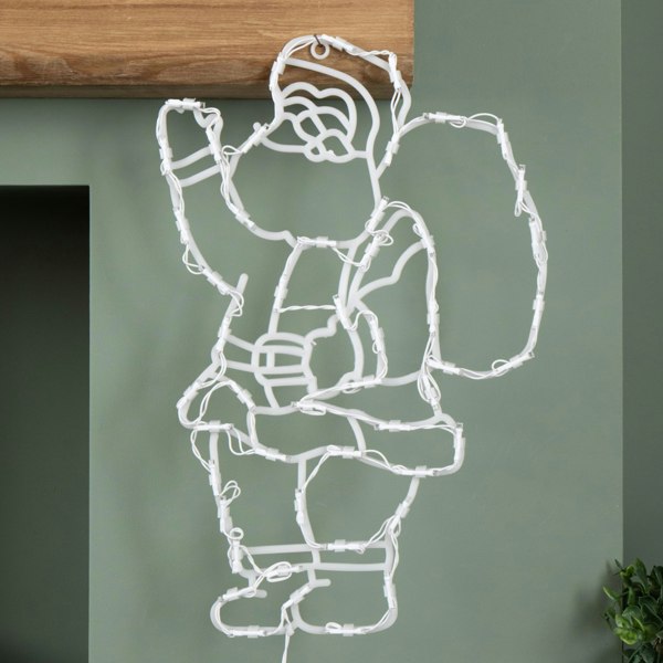 Samuel Alexander 44cm Battery Powered Light up Hanging Christmas Santa with White Multi-Action LEDs