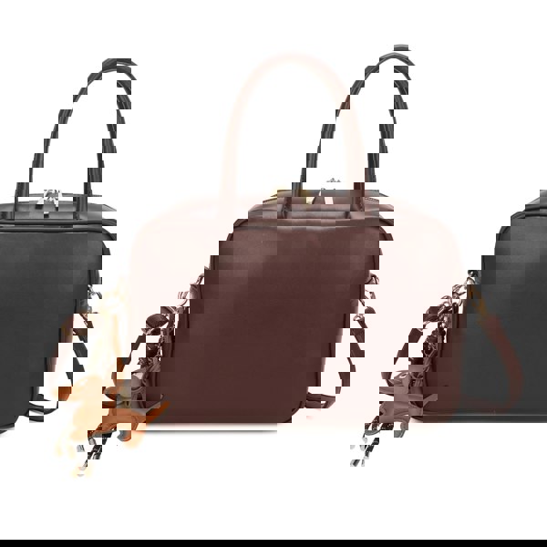 Kitise Structured Box Satchel Handbag Crossbody Purse Dog Charm