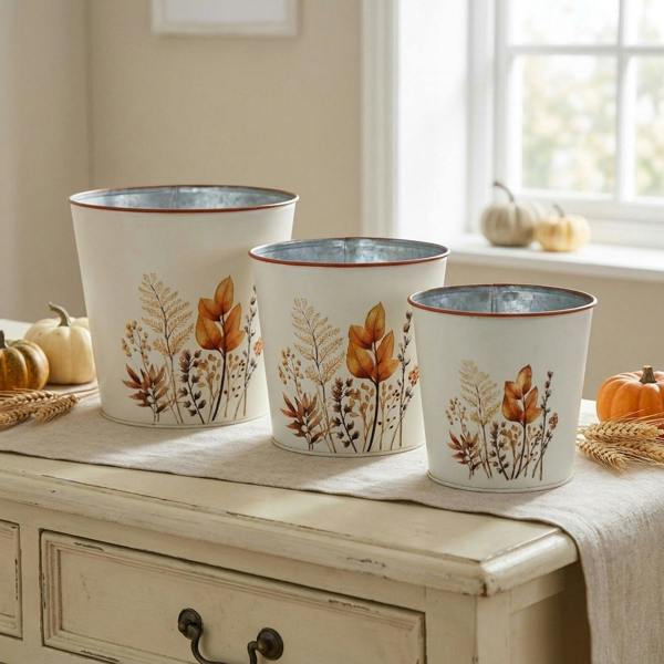 Garden Greatness Set of Three Autumnal Decorative Planters