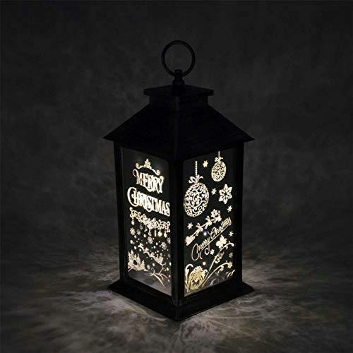14cm Rustic Silver LED Christmas Lantern with Warm White Lights and PVC Finish image 4
