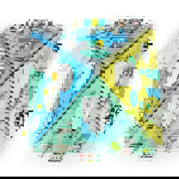 DYZI ACTIVITY BOARD BUSY CUBE FOR TODDLERS MONTESSORI TOYS FOR TODDLERS PYRAMID SHAPE CUBE EDUCATIONAL TOY WOODEN SORTER TOY LATCHES TOY LEARNING BASIC LIFE SKILLS