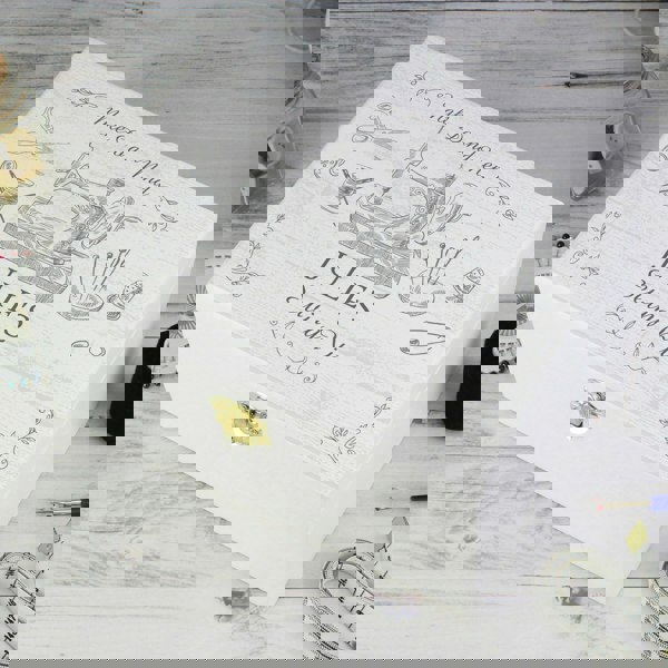 Personalised Memento Company Personalised Sewing Kit White Wooden Box