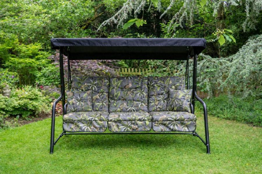 Vienna Deluxe 3 Seater Garden Hammock with Canopy - Free Standing Swing Seat 173cm (L) x 160cm (H) Tropical Grey The Garden Furniture Shop