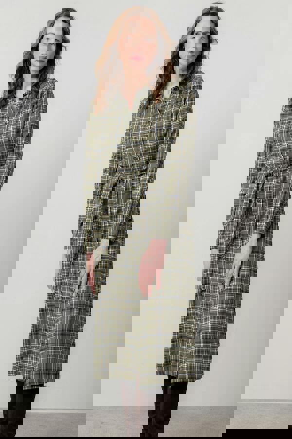 Lily & Me Anya Organic Brushed Cotton Midi Shirt Dress Multicoloured