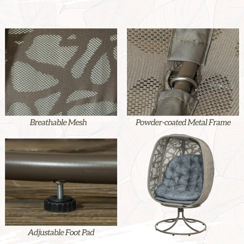 Wyld Haus Nise Rattan And Metal Grey Swivel Egg Chair With Cushions