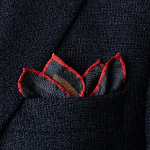Otway & Orford 'Redlining Rush' sports car silk pocket square in red & grey (42 x 42cm)