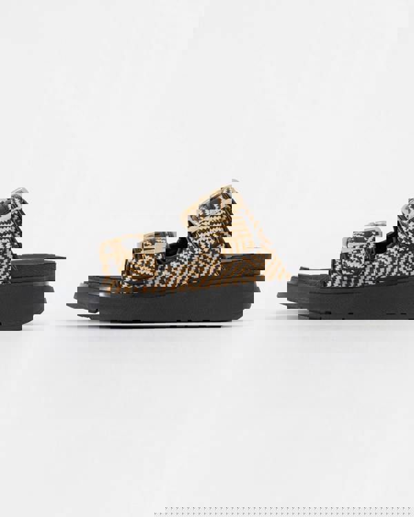 FitFlop Womens GEN-FF Buckle Graphic-Weave Two-Bar Slides - Black 001