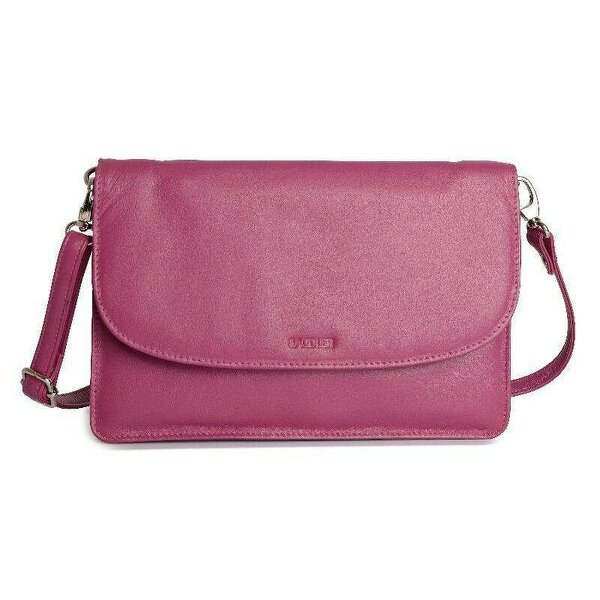 SADDLER Olivia 3-Section Leather Crossbody Bag & Clutch – Compact & Stylish - Gift Boxed - Magenta