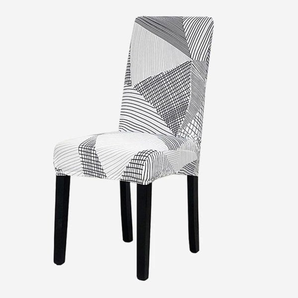 Anyseat Chair Cover White Linear Design with Anti-Dirt and Elastic Material for Dining Room Kitchen Wedding Hotel Banquet Restaurant