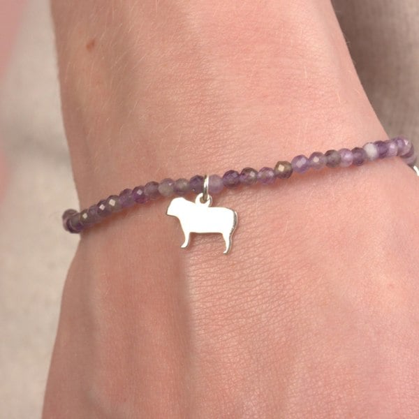 Mylee London English Bulldog Silhouette Crystal Bracelet - Personalised