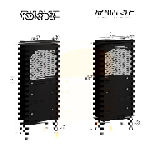 Raphael Rattan Sideboard, Black & Dark Brown-Rit Concept-Rit Concept