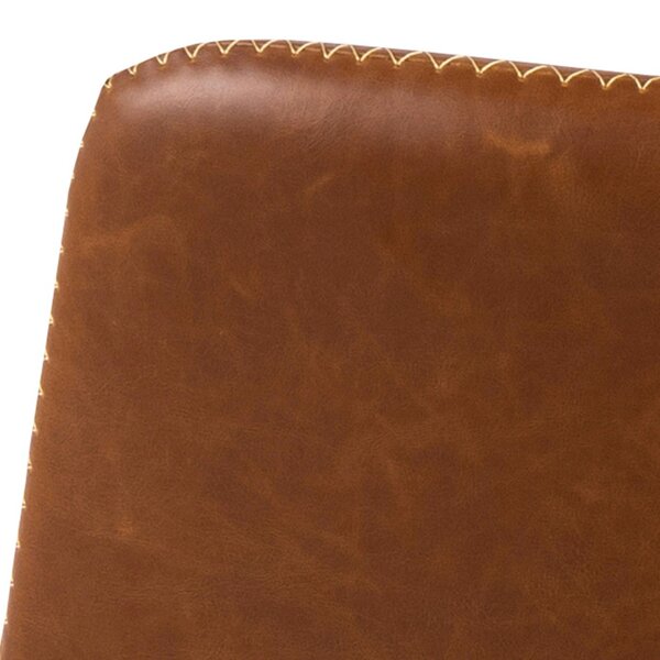 Wyld Haus Bogense Tan Faux Leather Bar Stool Cream Stitching