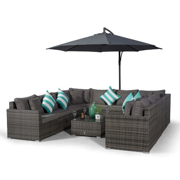 Giardino Havana 10 Seat Rattan Sofa Conversation Set with Coffee Table