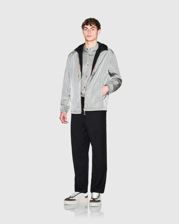 Armani Exchange Mens AX Pattern Reversible Jacket - Cream/Black M0245 - CHO - Designer Mens Light Jackets