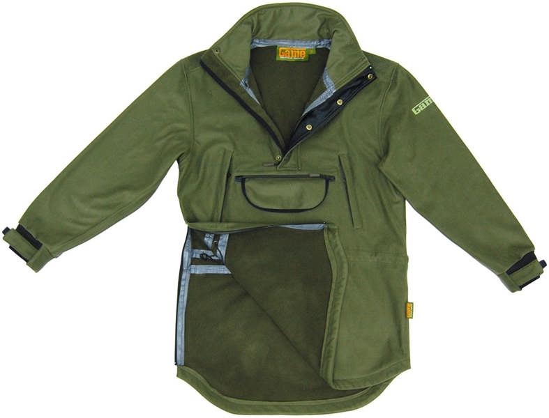 Longer length game smock with side zip and kangaroo pouch