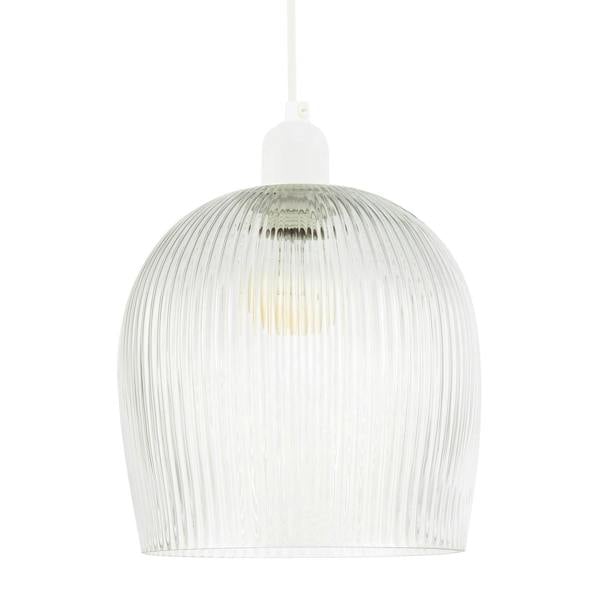 Modern Transparent Mini Line Ribbed Glass Pendant Ceiling Light Shade Image 1