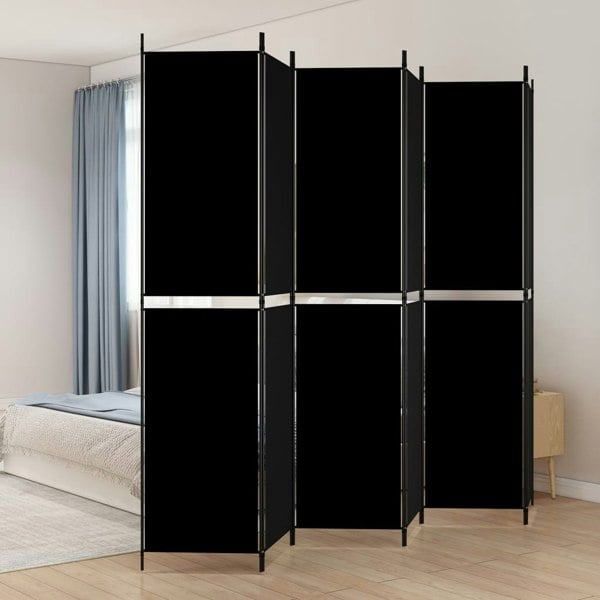 Berkfield 6-Panel Room Divider Black 300x220 cm Fabric