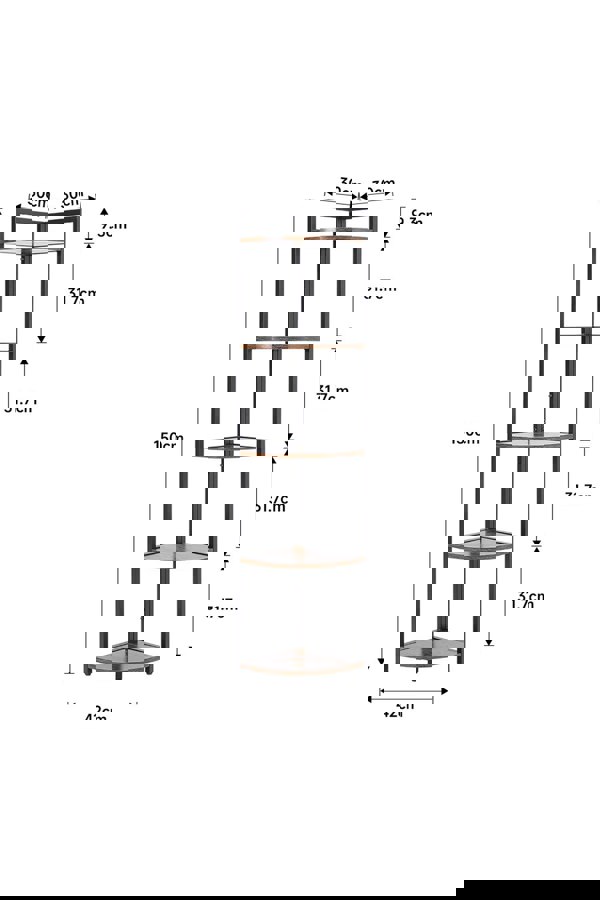 Living and Home 5 Tier Corner Book Shelf Home Storage Display