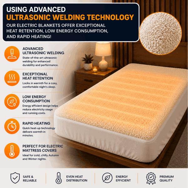 Sweet Dreams Single Size Electric Heated Blanket Mattress Soft Fleece Throw 9 Heat And 9 Timer Settings Dual Controller Washable