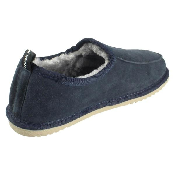 Hush Puppies Mens Hush Puppies Suede Leather Faux Fur Cosy Loungewear Slippers Charles