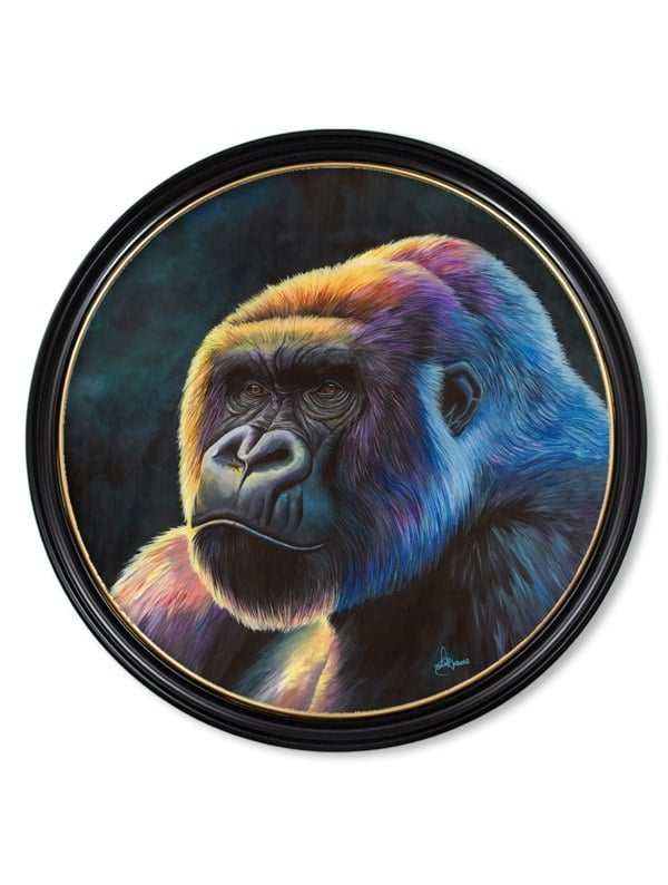 T.A Interiors Gorilla Print 'Power' by Amy Ansell - Oxford Round Frame