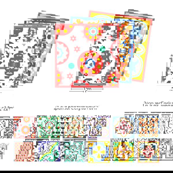 WT1535 - Classic Mediterranean Colourful Mixed Tiles Wall Stickers Set 1 - 15 x 15 cm (6 x 6 inches) - 24 pcs.