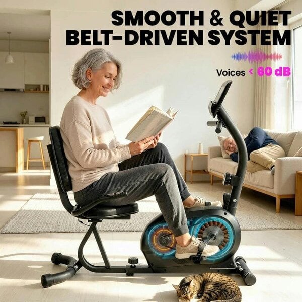 Bobobiy Recumbent Exercise Bike for Home, Stationary Bike with Bluetooth, App Connectivity, Quiet 8-Level Magnetic Resistance