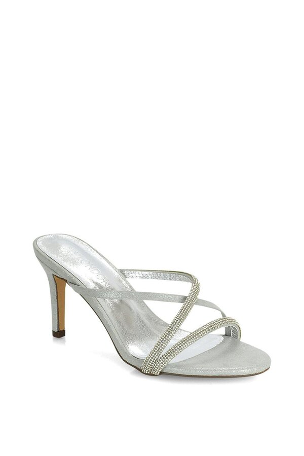 XY LONDON Diamante Cross Over Strappy Sandal Stiletto High Mule Heels