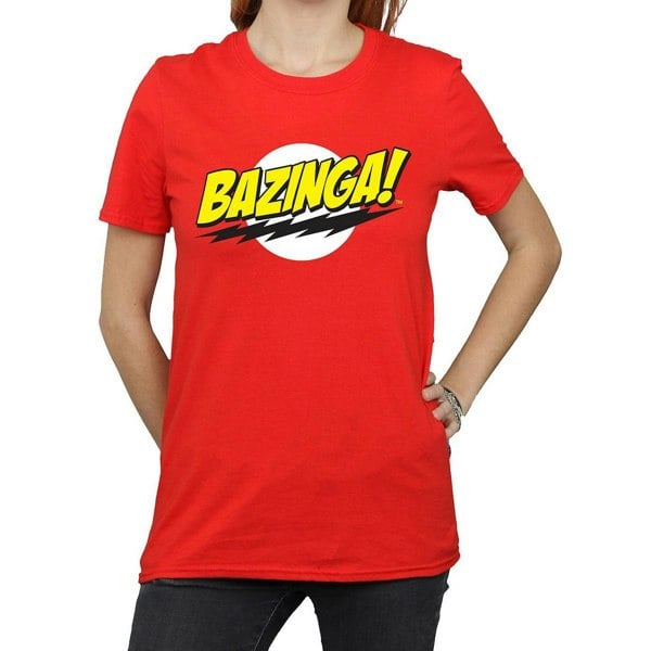 The Big Bang Theory Womens Bazinga Boyfriend T-Shirt - Red