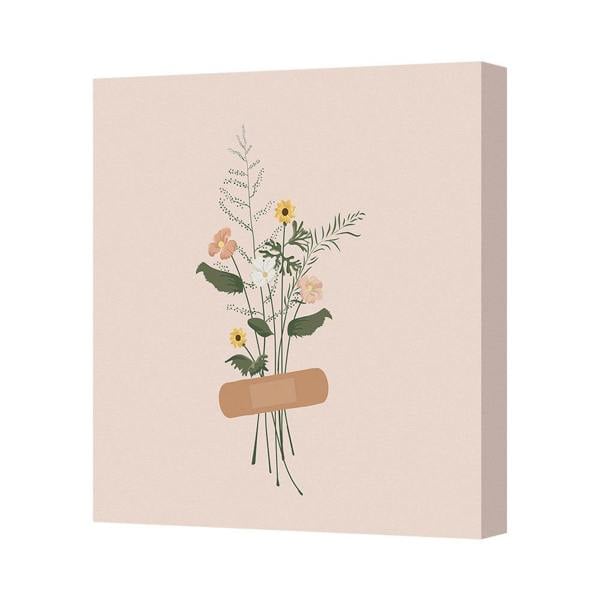 Benjamin Tate Design Contemporary Floral Canvas Art Print With Deep Wood Gallery Frame