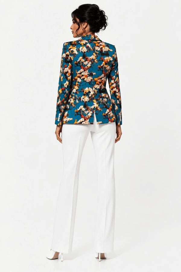 Aqua Enchanted Garden Print Blazer - Claudio Lugli Shirts