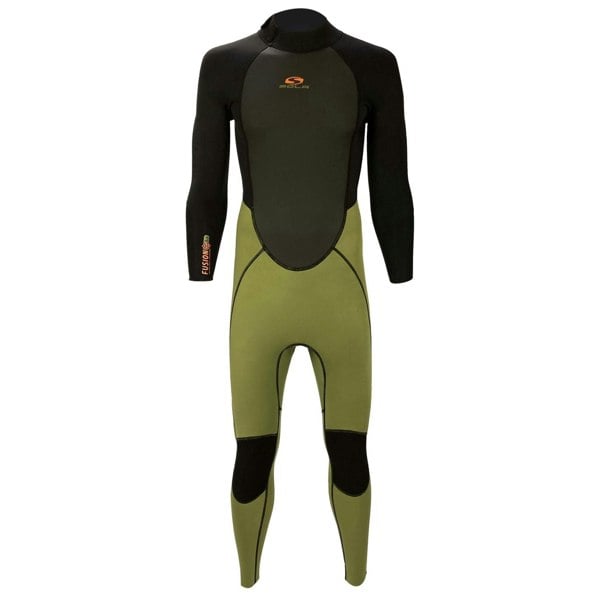 Sola Mens Fusion - Back Zip 3/2mm Fullsuit Wetsuit - Black/Khaki