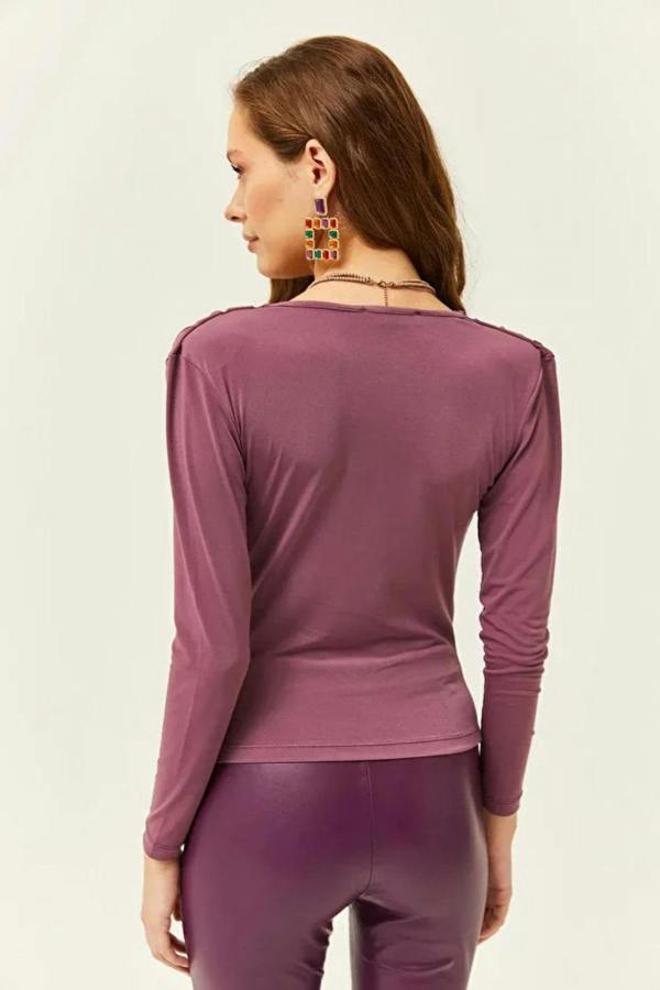 Hoxton Gal Padded-Pleated V-Neck Blouse